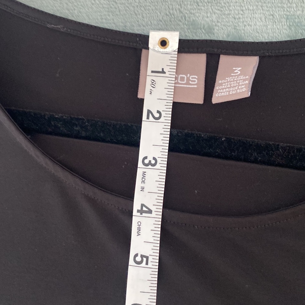 Chico’s Black short sleeve stretchy top with tie on side Chico size 3 or XL - Picture 11 of 13